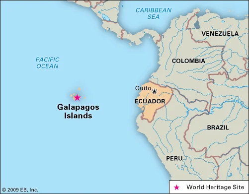 Poloha Galapág v Tichém oceánu