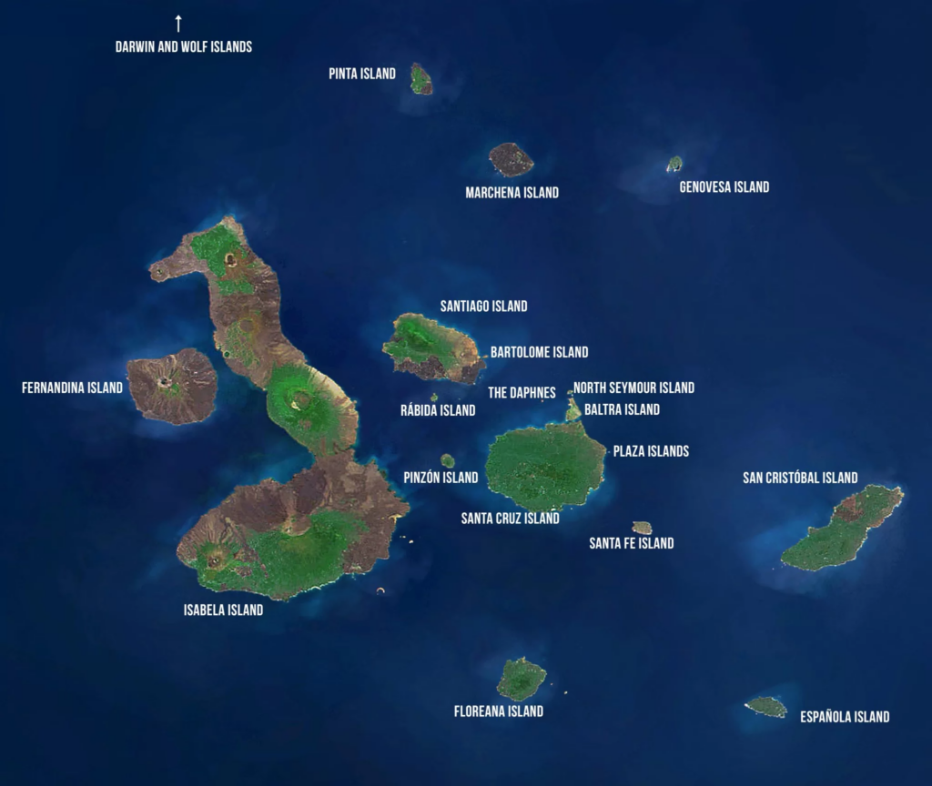 Mapa souostroví Galapágy